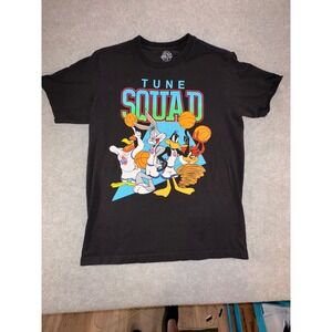 Space Jam Tune Squad Graphic T-Shirt Mens Medium Black Looney Tunes Bugs Bunny